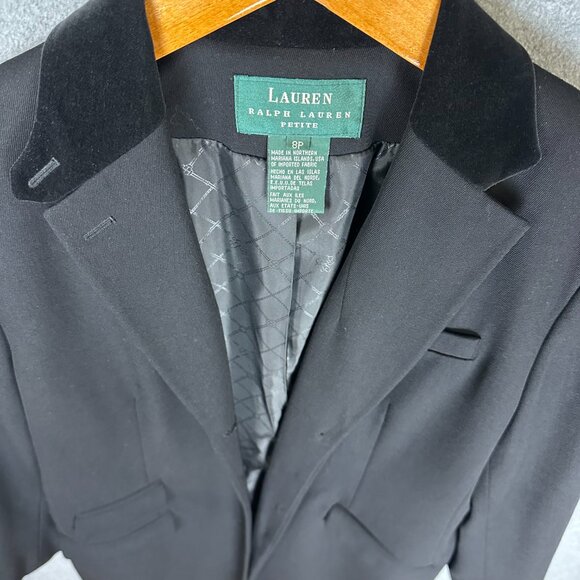 Vintage Lauren Ralph Lauren Black Tuxedo Velvet Collar Equestrian Riding 90s 8P - Picture 3 of 16